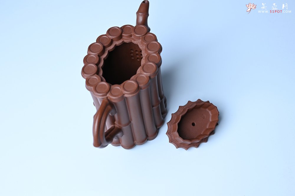 紫砂壶图片：实力派工艺师周斌精工底槽清十六竹壶 - 全手工紫砂壶网