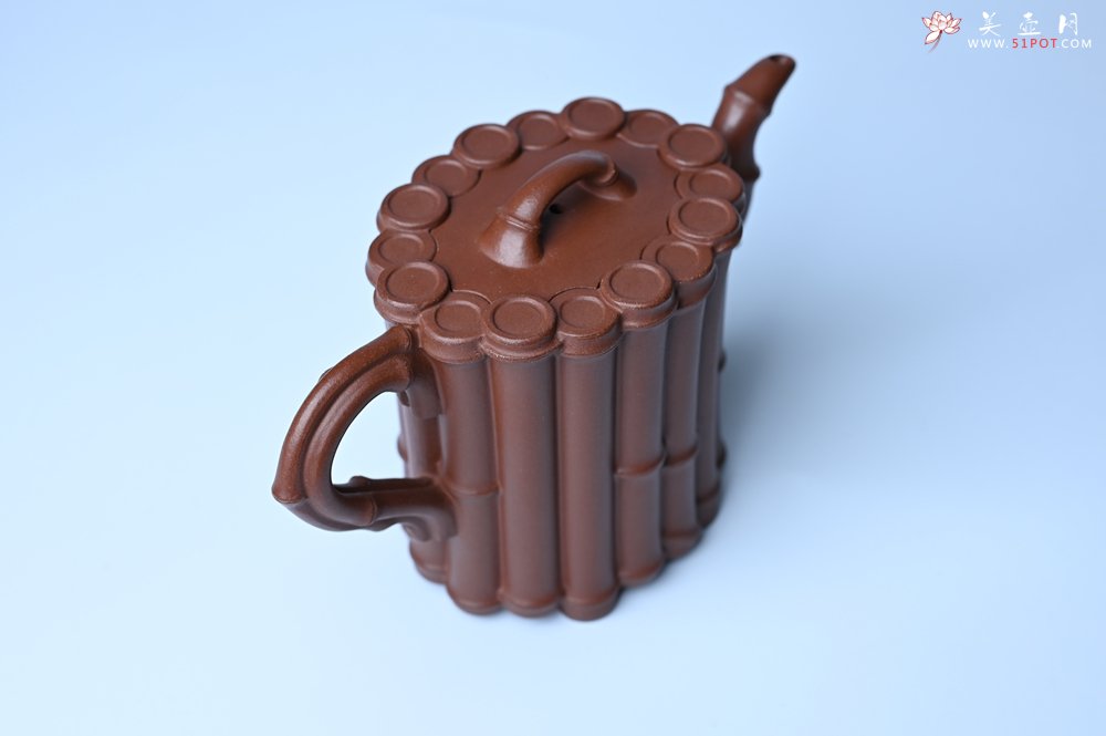 紫砂壶图片：实力派工艺师周斌精工底槽清十六竹壶 - 全手工紫砂壶网