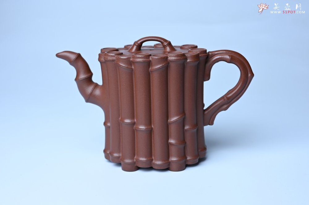 紫砂壶图片：实力派工艺师周斌精工底槽清十六竹壶 - 全手工紫砂壶网