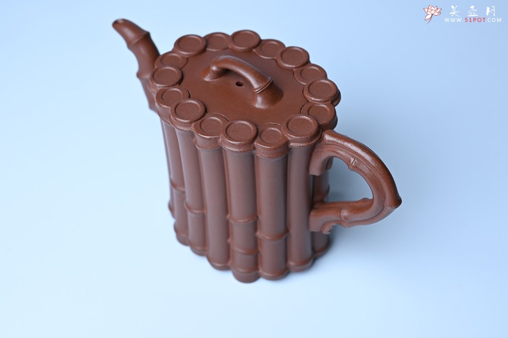 紫砂壶图片：实力派工艺师周斌精工底槽清十六竹壶 - 全手工紫砂壶网