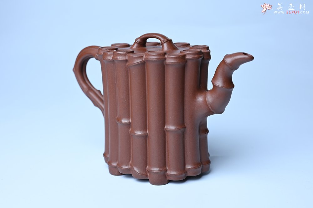 紫砂壶图片：实力派工艺师周斌精工底槽清十六竹壶 - 全手工紫砂壶网