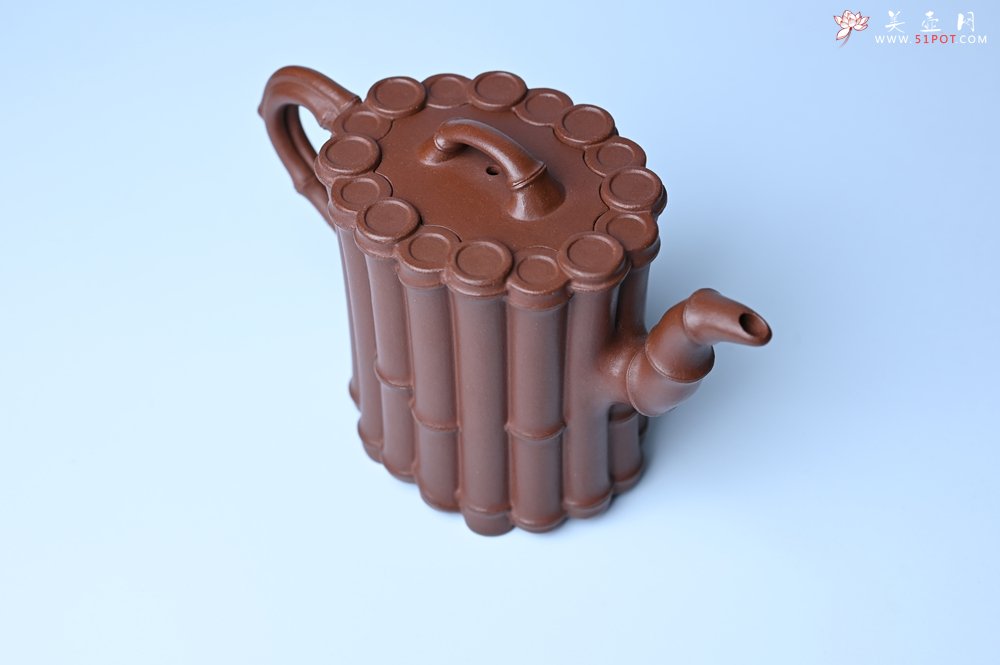 紫砂壶图片：实力派工艺师周斌精工底槽清十六竹壶 - 全手工紫砂壶网